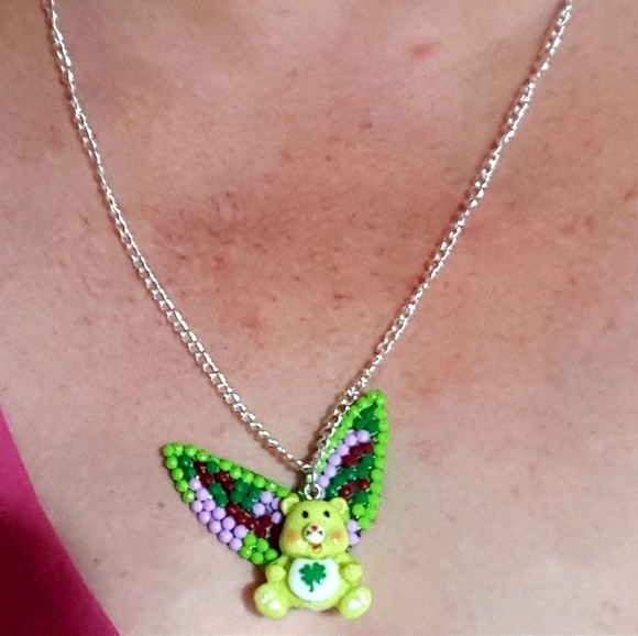 The Lucky Ones Green Bear Necklace Fairy Beary Collection Beaded Handmade (L) - Picture 2 of 15